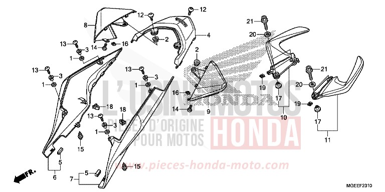 CAPOT ARRIERE de VFR1200F DCT PEARL GLARE WHITE (NHB53) 2015